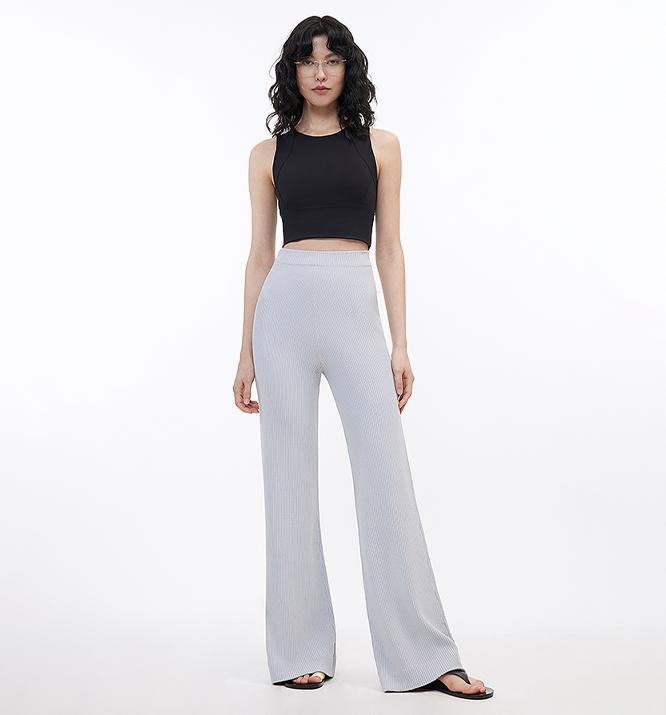 Knitted Bootcut Trousers, Glutinous Rice Trousers, Pit Striped Casual Trousers