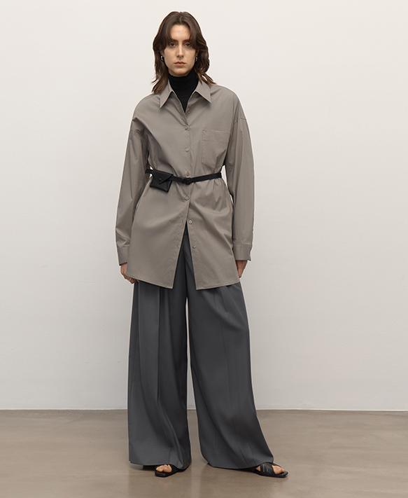 High-Density Nylon Cotton Drapes Stylish All-Match Silhouette Shirt