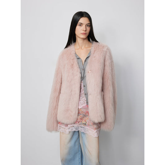 Fireladyfur Women's Pink Tuscan Sheepskin Coat“Babylon Phantom Nights”
