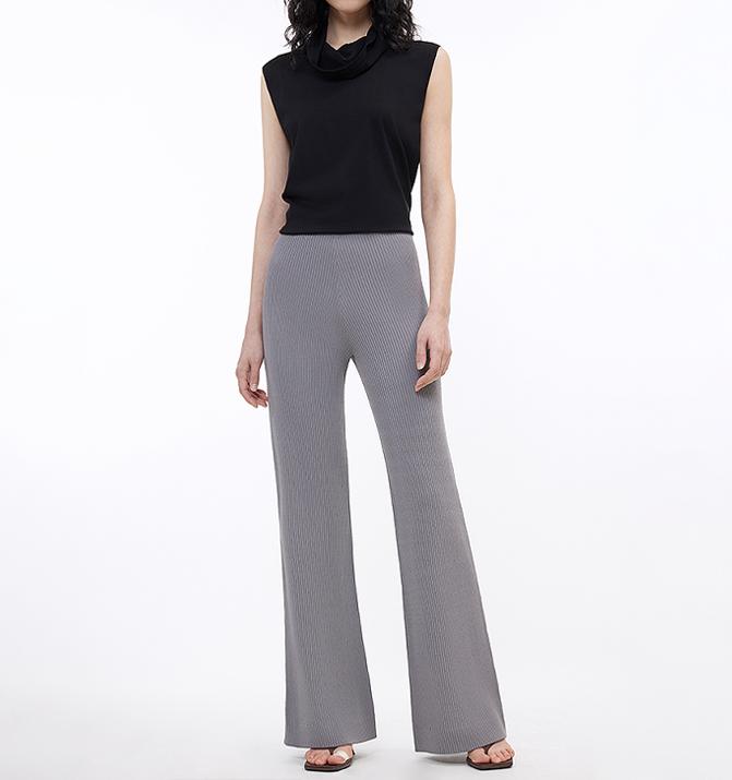 Knitted Bootcut Trousers, Glutinous Rice Trousers, Pit Striped Casual Trousers