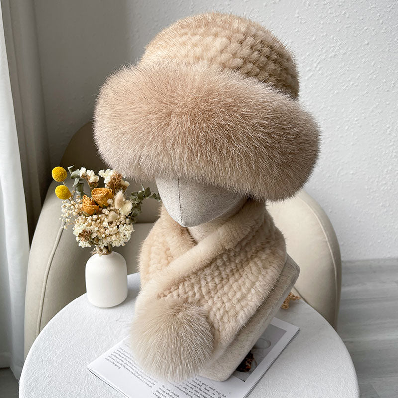 Mink Fur Scarf Autumn and Winter Warm Double-Sided Fox Fur Ball Scarf