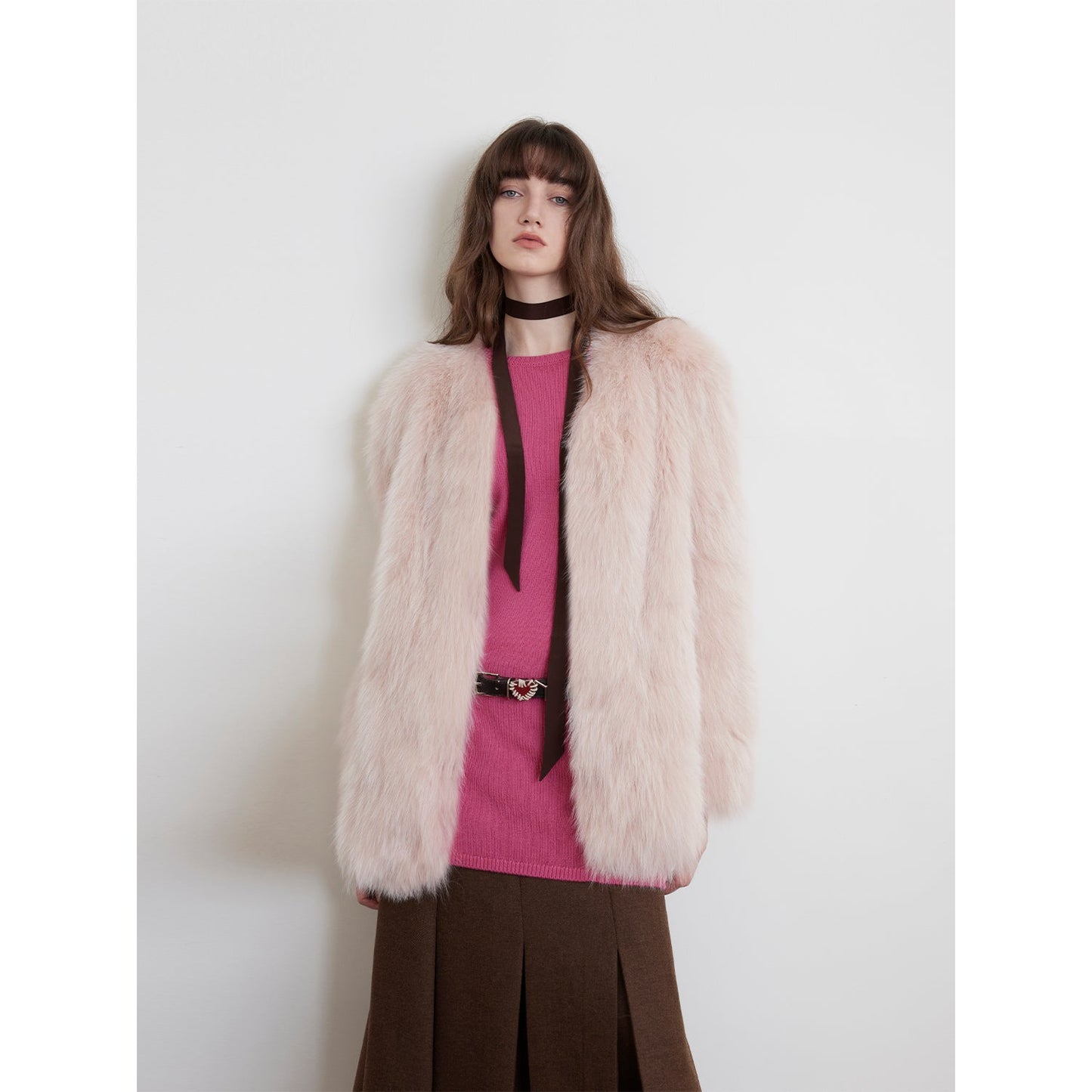 Fireladyfur Women's Finland Saga Fox Fur Fashion Cardigan“Black Sugar”