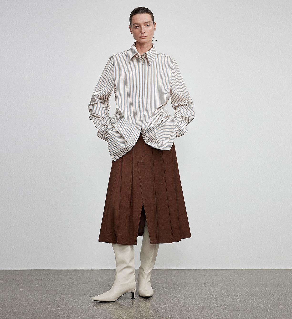 Long Shirt With High-End Drapey Temperament Top for Women