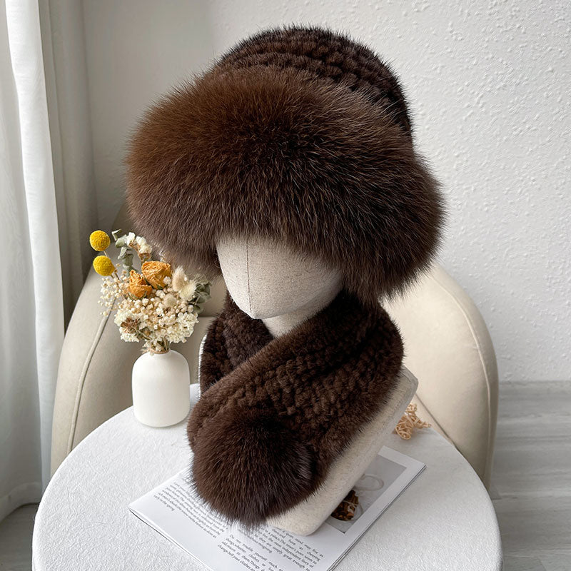 Mink Fur Scarf Autumn and Winter Warm Double-Sided Fox Fur Ball Scarf