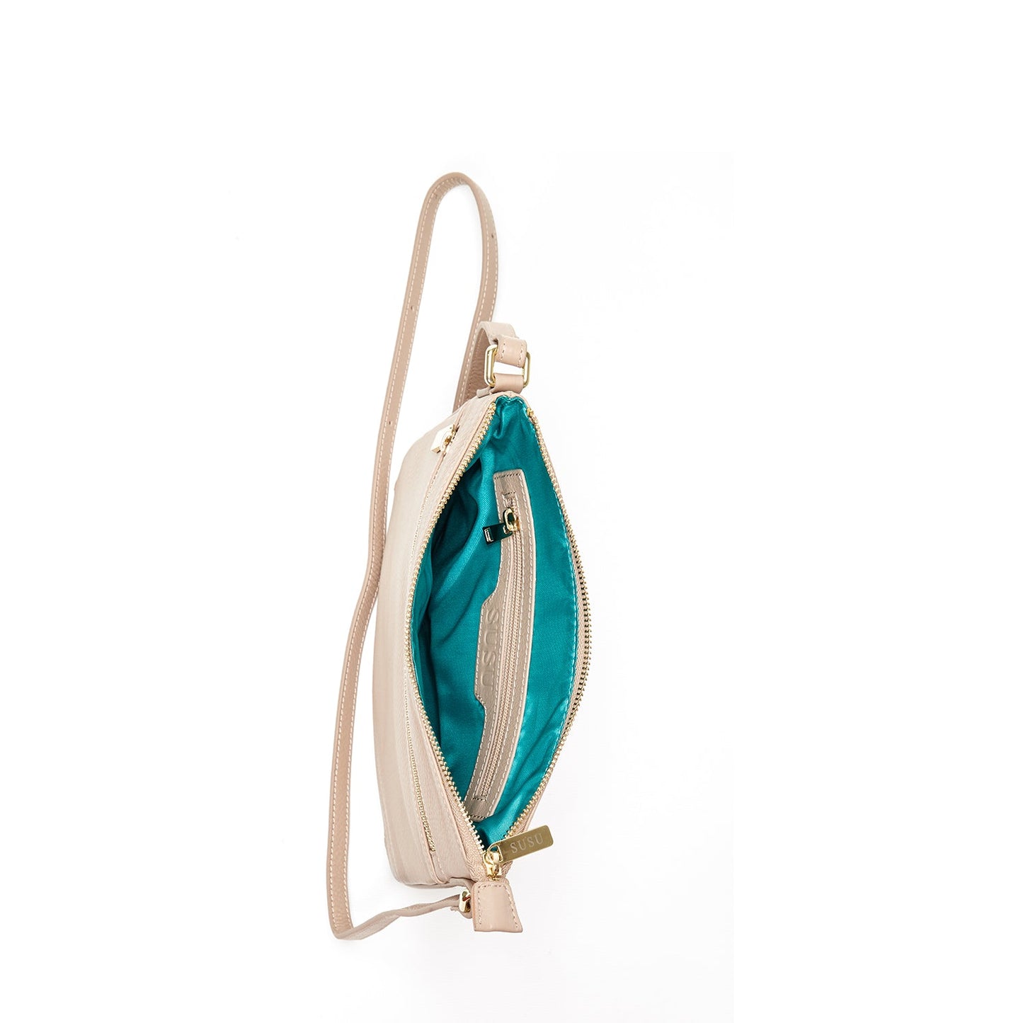 Beige Leather Crossbody Bag