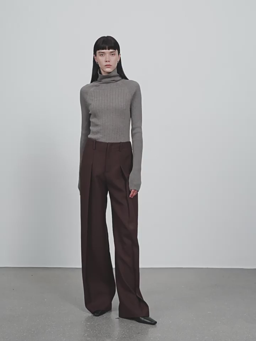 Imported Wool Pleated High-Waisted Straight-Leg All-Match Slimming Suit Trousers