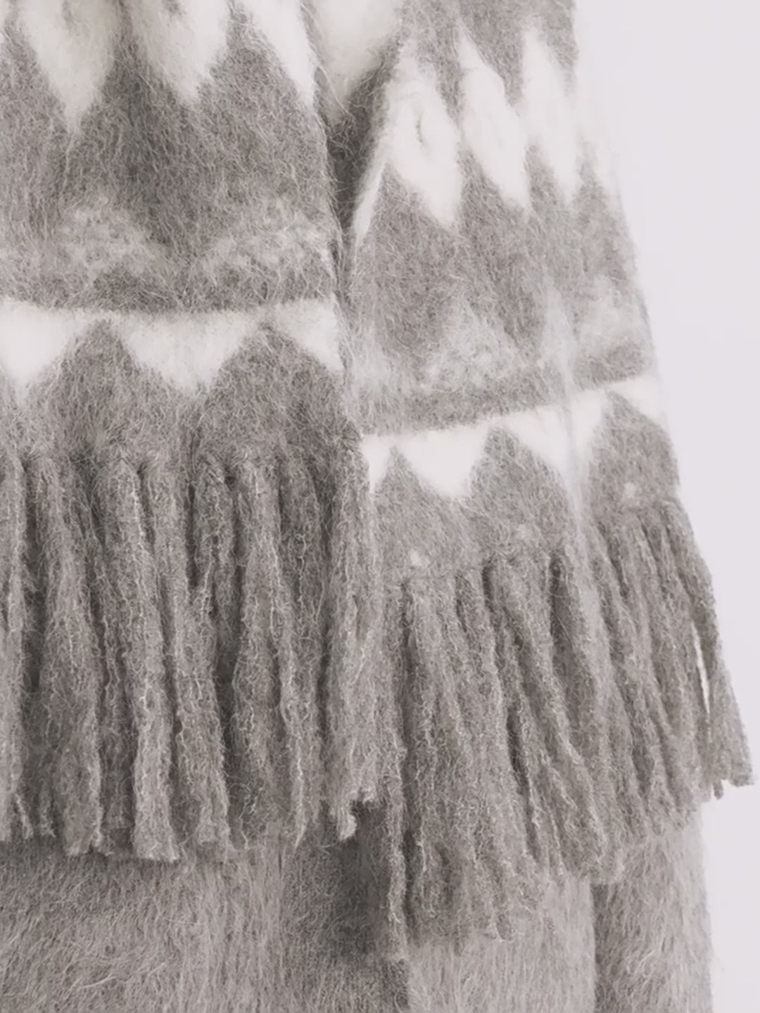 Nepal Alpaca Wool Color Clashing Jacquard Tassel Scarf