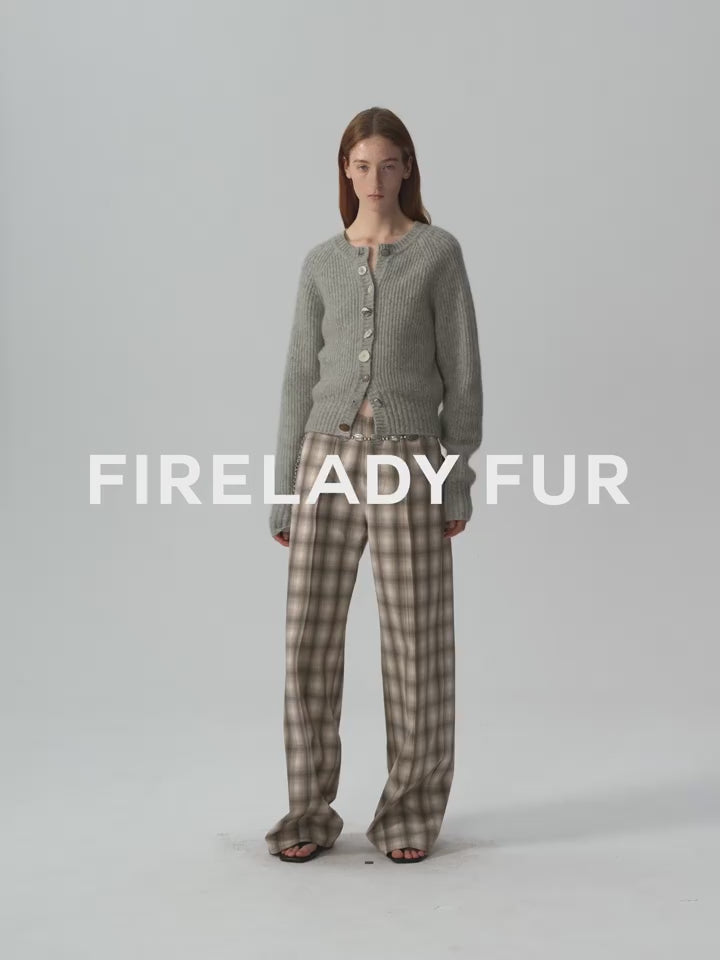 "Hokkaido Weaving Love" Wool Blend Crew Neck Cardigan Top