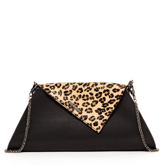 SUSU the Angelica Black Leopard Clutch Bag