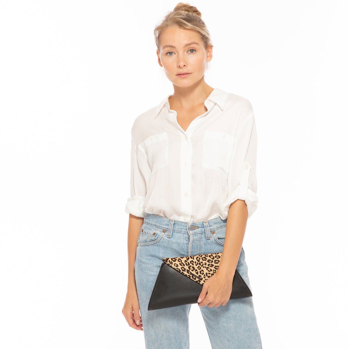 SUSU the Angelica Black Leopard Clutch Bag