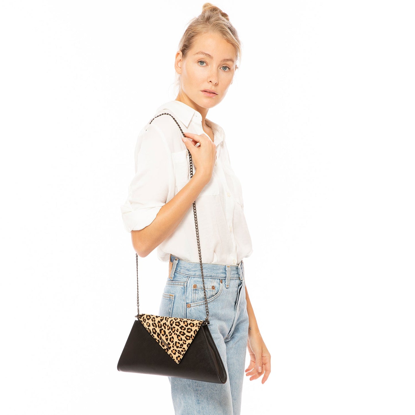 SUSU the Angelica Black Leopard Clutch Bag