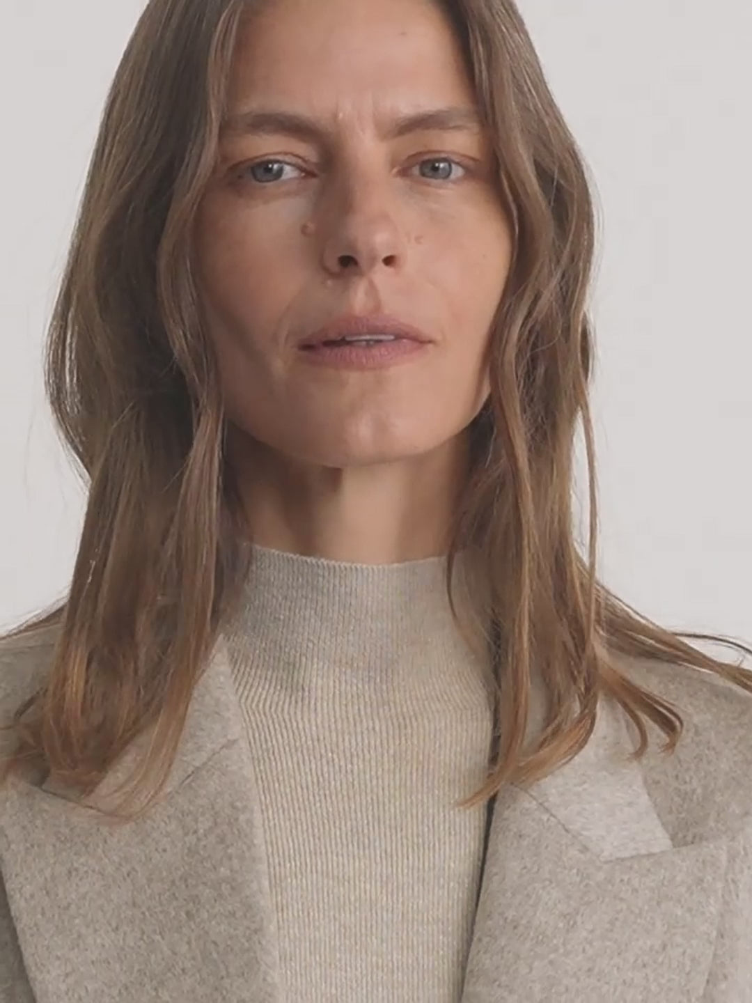 women's Original Color Wool Peaked Lapel Drawstring Mid-Length Wool Coat