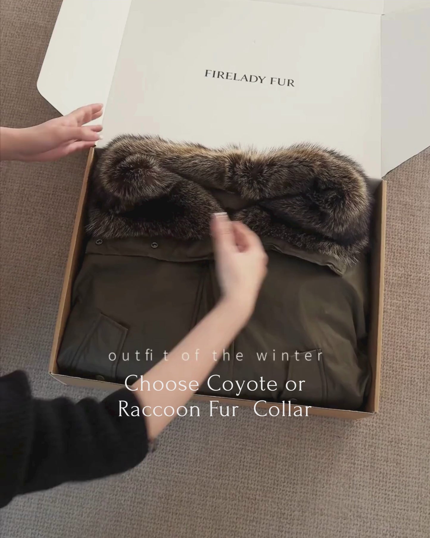 Firelady Fur Women's Down Fur Parka Coyote and Raccoon Fur Collar-“The Long Night Is Coming”