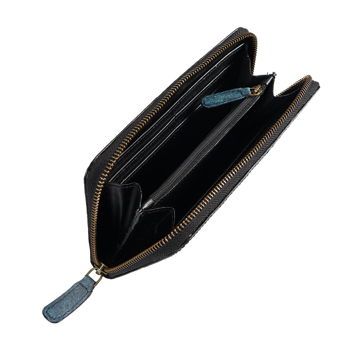 Kochi | Coconut Leather Long Zip Wallet - Dark Indigo