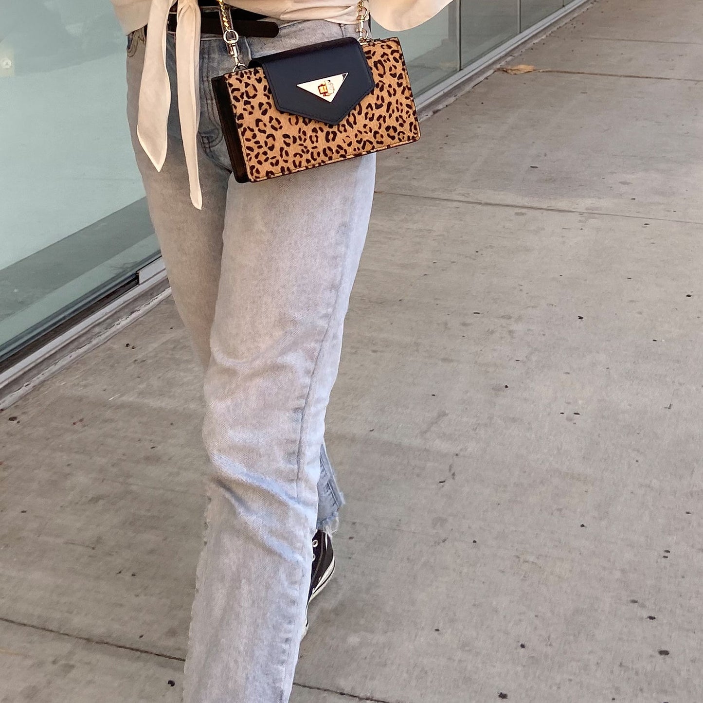 SUSU Mini Crossbody Bag Small Leather Leopard Black Purse